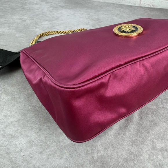 Versace NEW Nylon Palazzo Medusa Shoulder Bag Dahlia - Picture 7 of 16